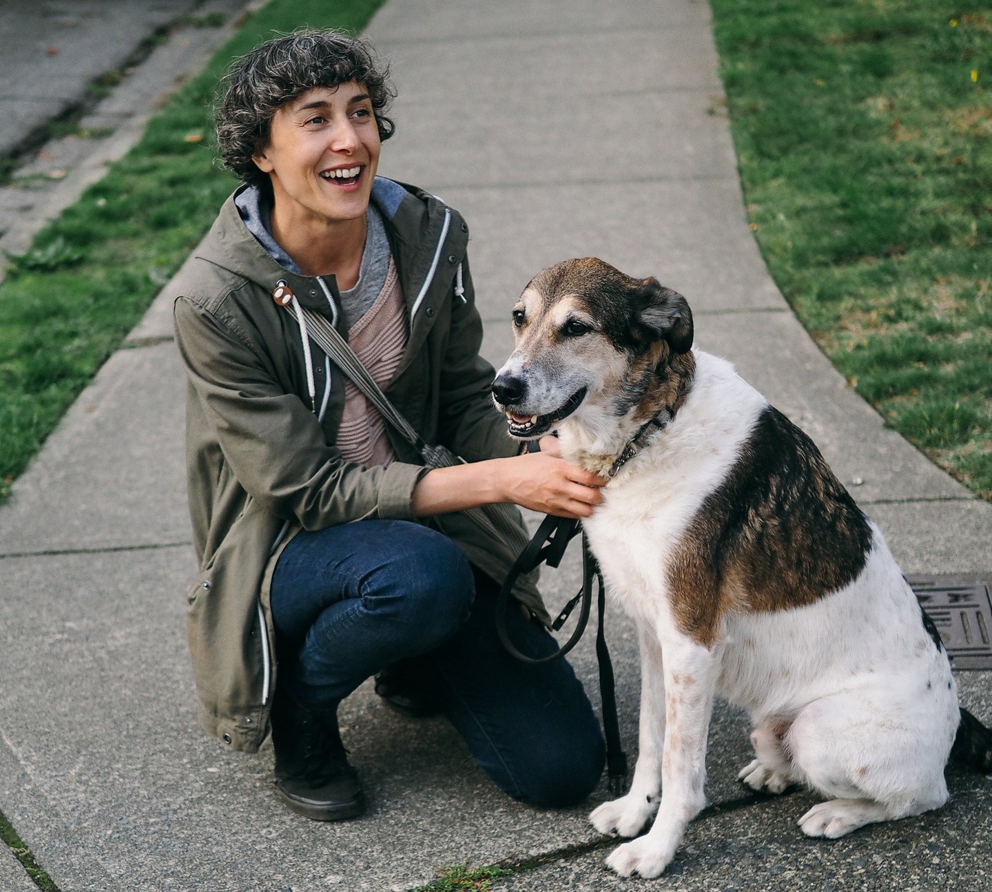 lisa cinar and her dog pancake in their youth
