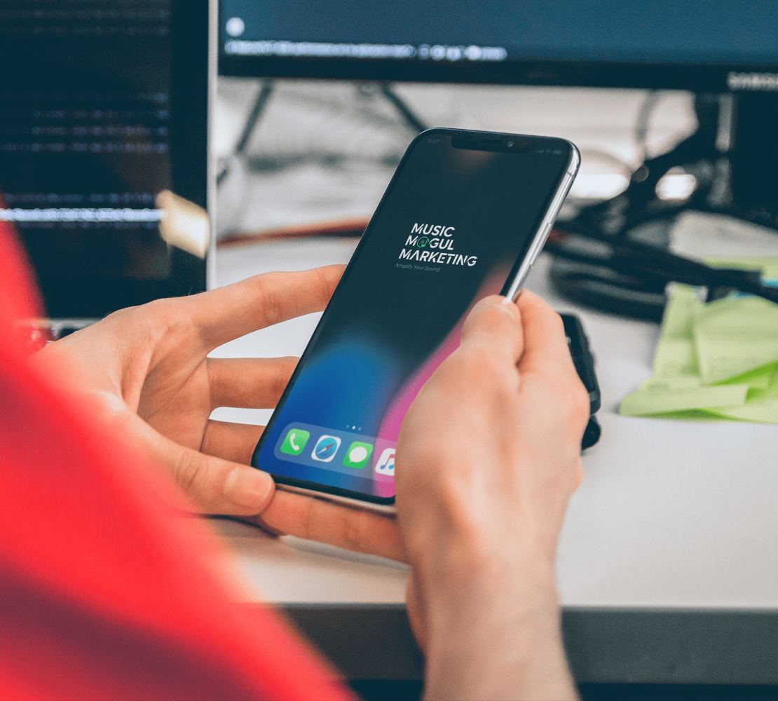 Person holding mobile phone