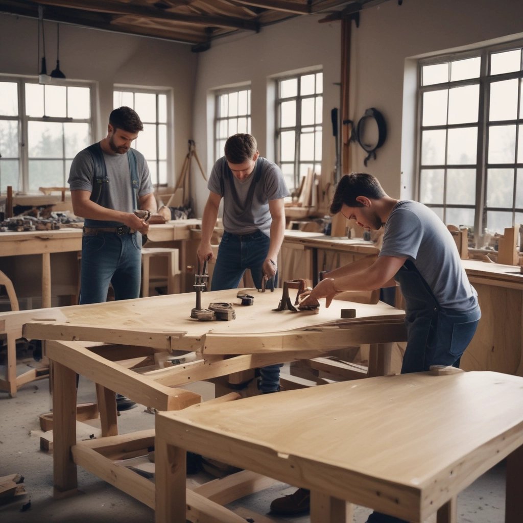 A friendly uniformed technician fixing a kitchen sink in a bright, cozy home.
