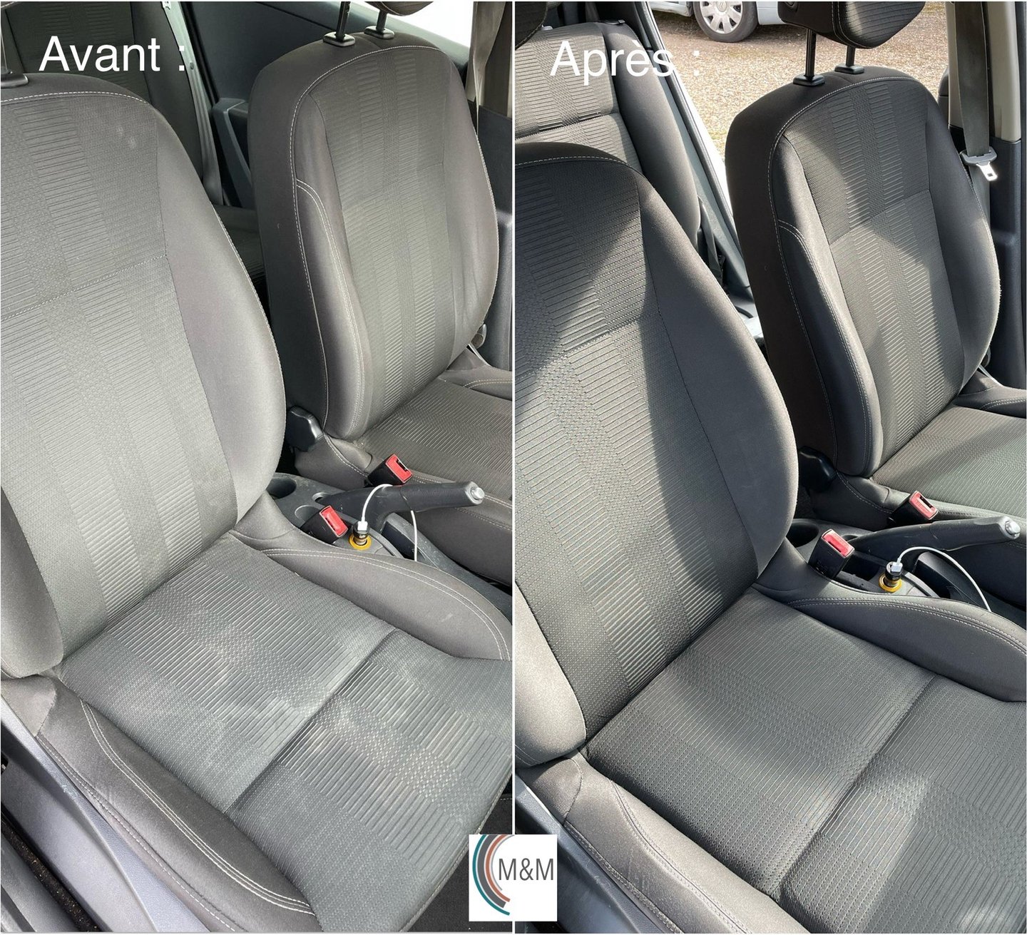 Assise de sièges de voiture avant après nettoyage en profondeur rouen M&M services Pro