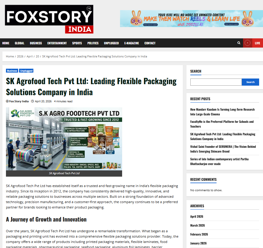 Sk Agrofood tech pvt ltd News