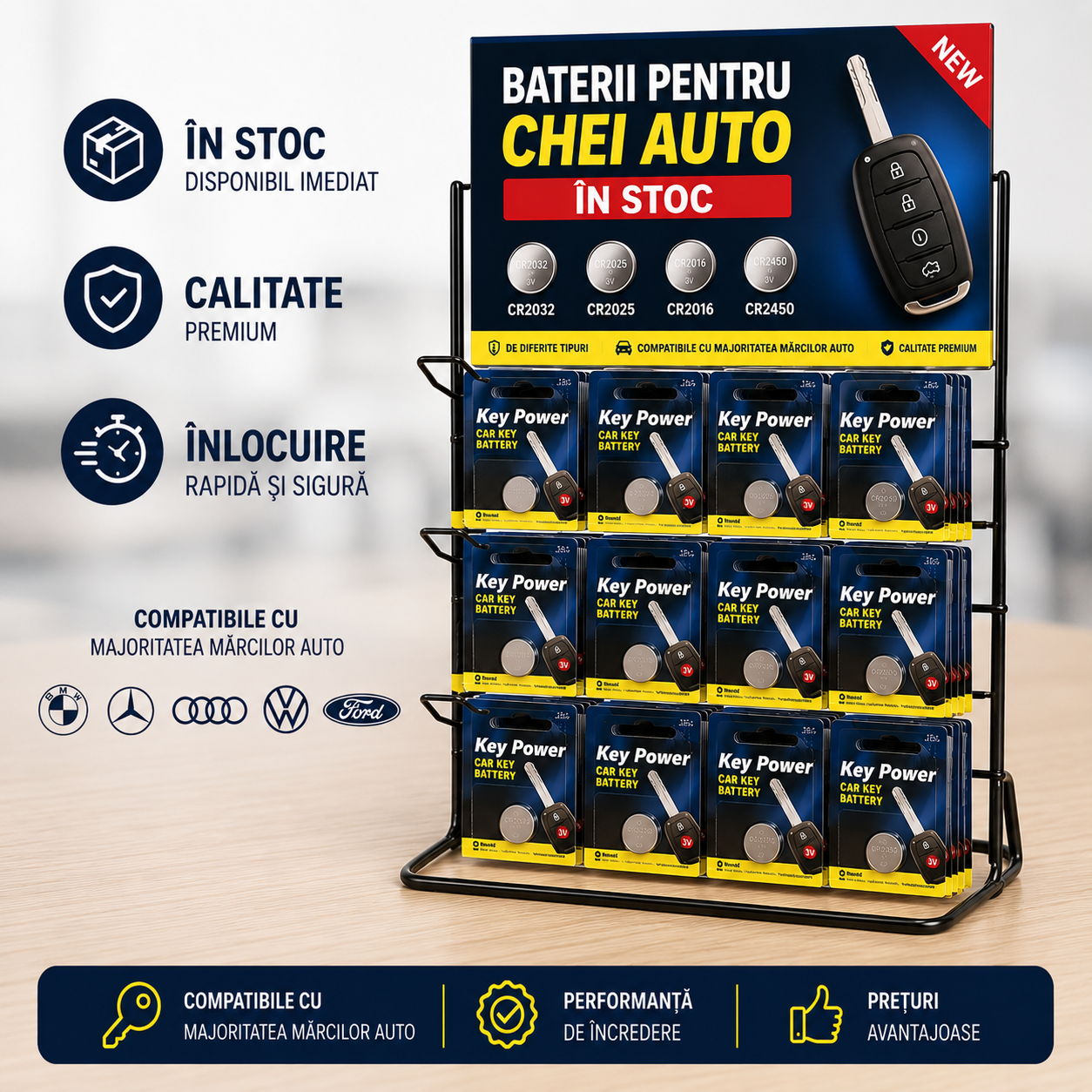 Baterii Pentru chei auto, toate marcile, bmw, mercedes, renault, dacia nissan