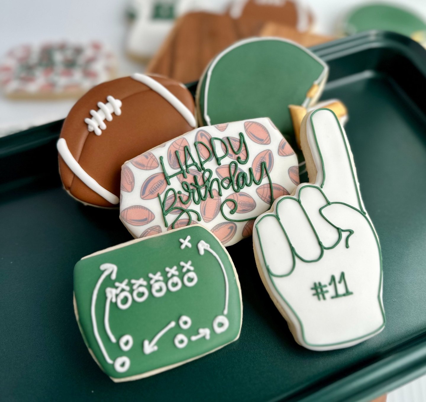 Football birthday themed sugar cookies