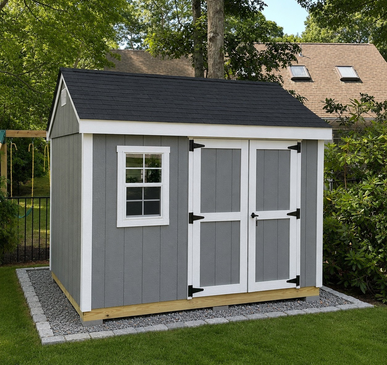 8x10 custom new england shed on-site installation by imperial custom sheds