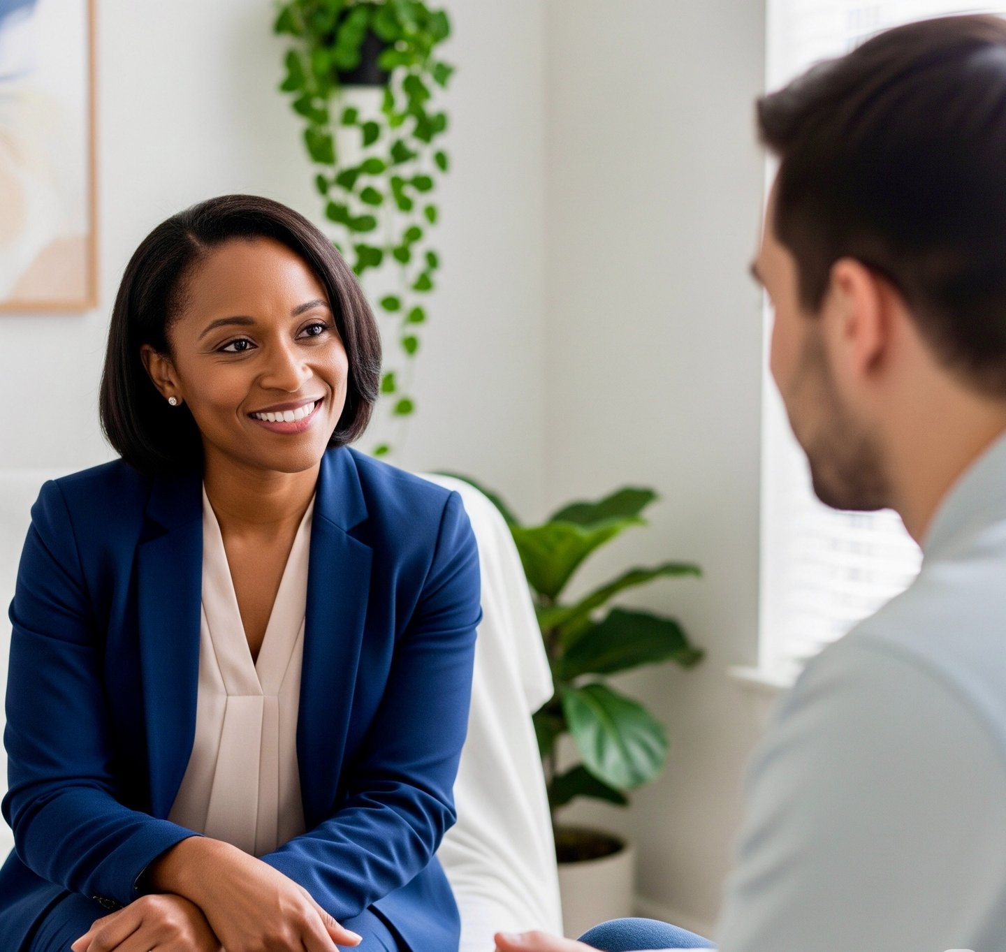 Biopensare Therapist (LCSW) providing personalized, empathetic support in a coaching or therapy sess