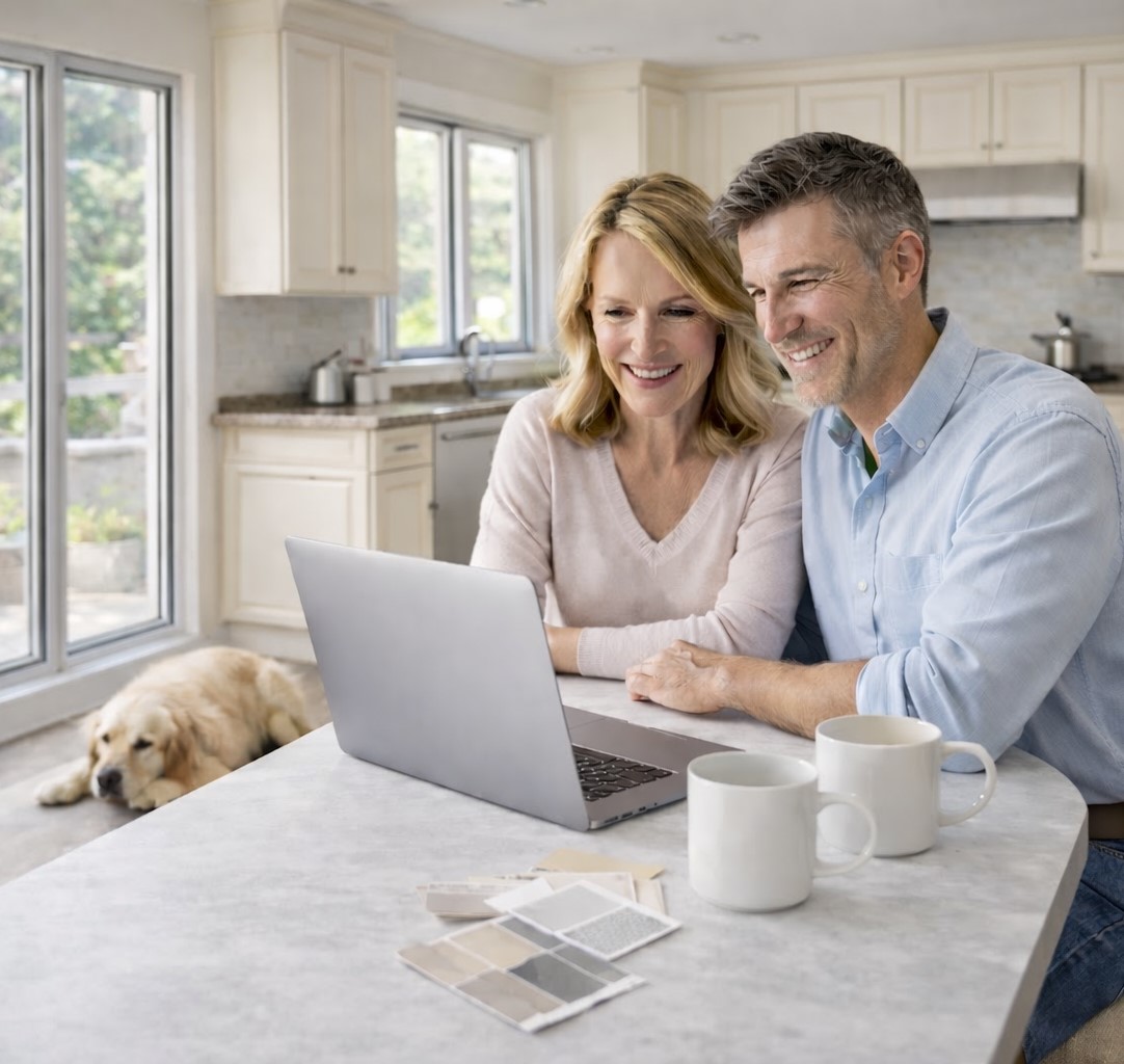 Homeowners planning their remodel using the RenoPLNR home remodel planning system