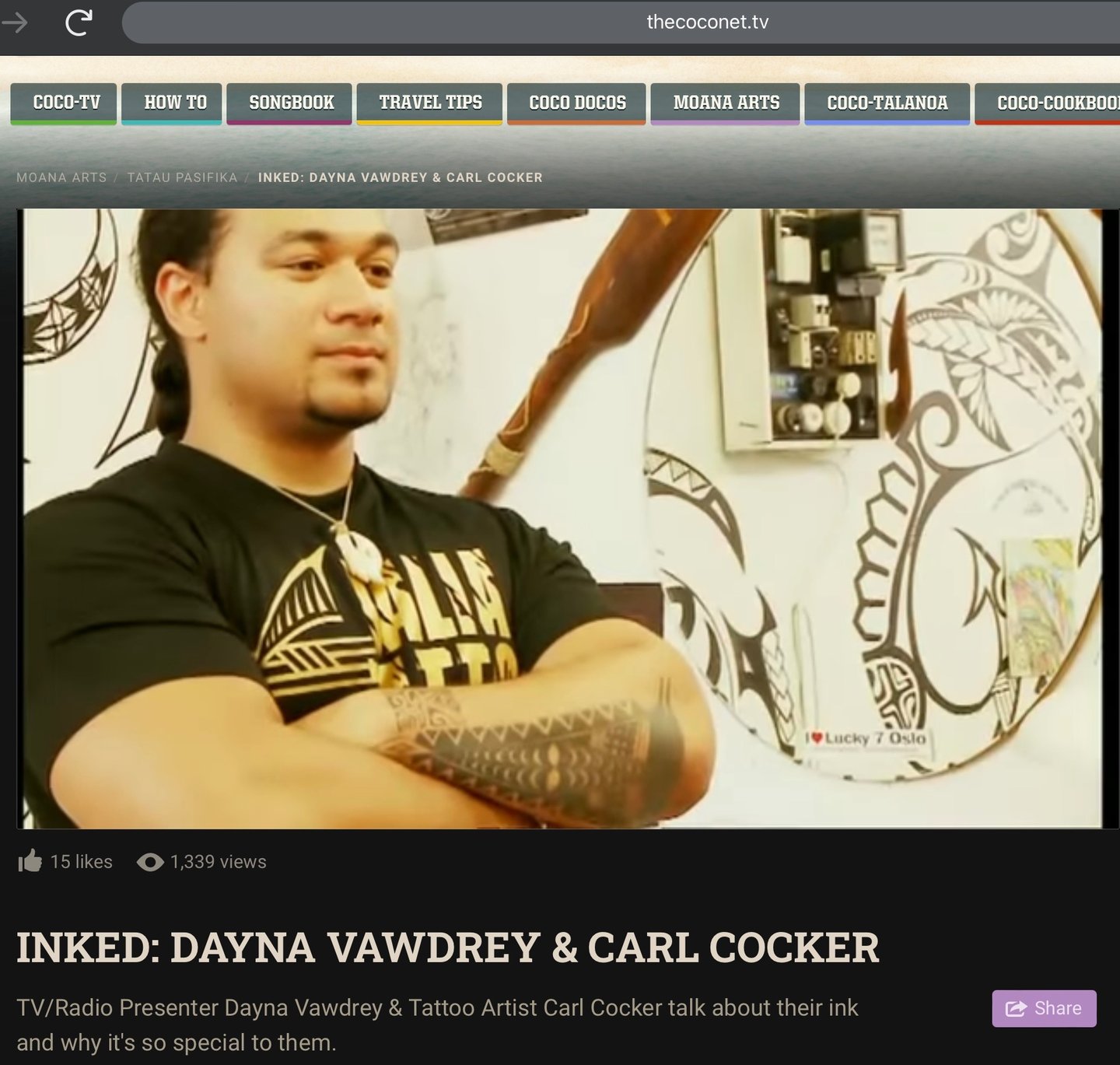 Tongan Tattoo artist Carl Cocker of Kalia Tattoo