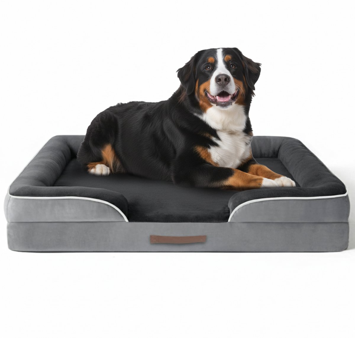 HomeBlend orthopedische hondenmand grijs 106x81 cm met grote hond voor optimaal slaapcomfort