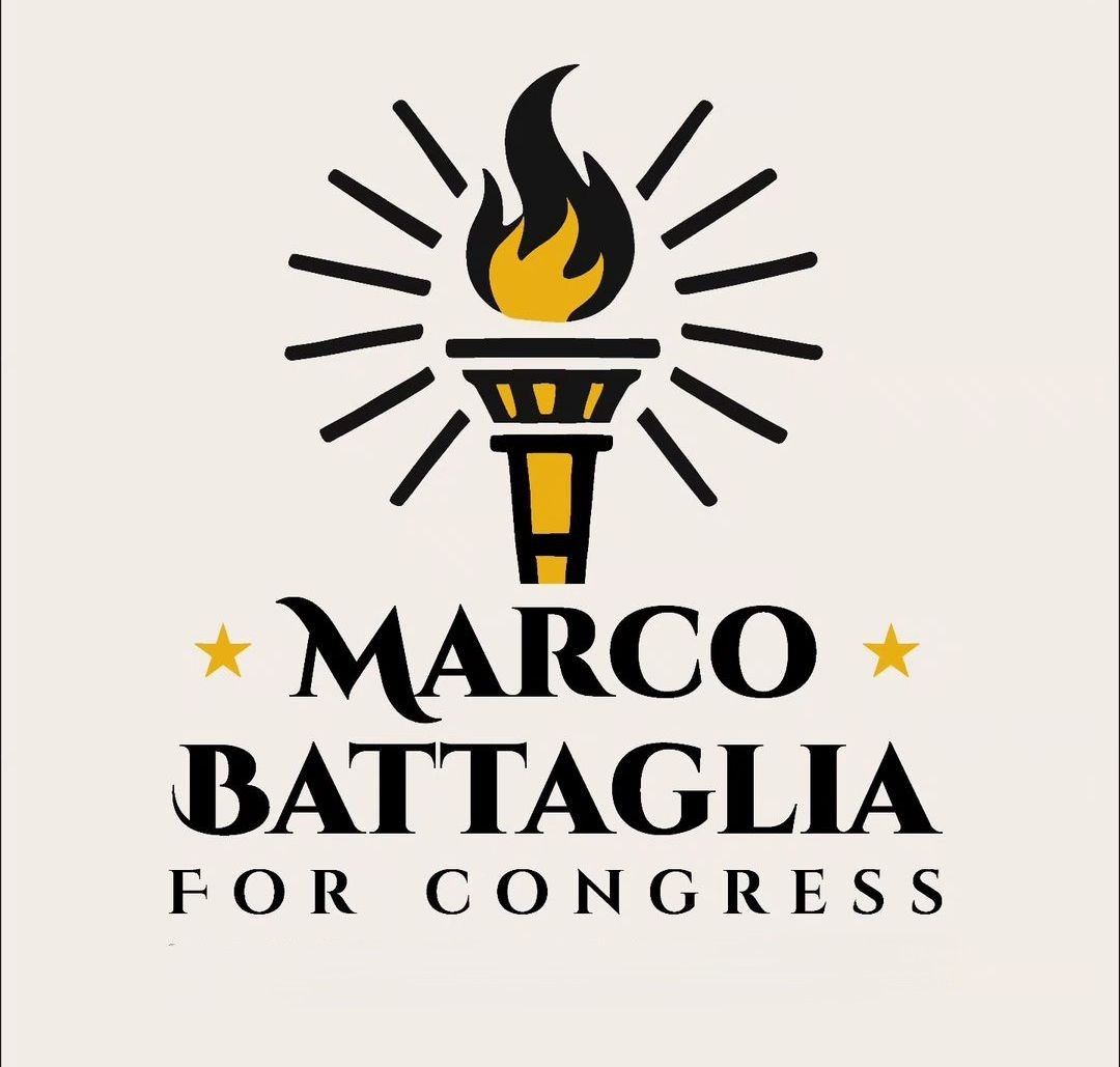 Campaign logo for Marco Battaglia for Congress featuring a flaming torch.