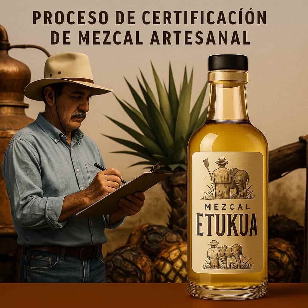 Inspector revisando proceso de producción de mezcal tradicional