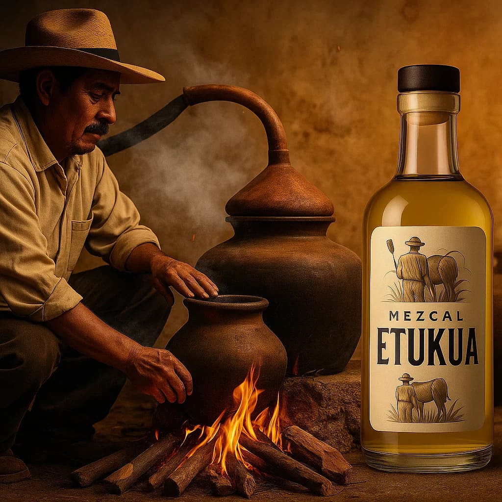 Experto mezcalero evaluando los puntos de corte durante el proceso de destilación artesanal.