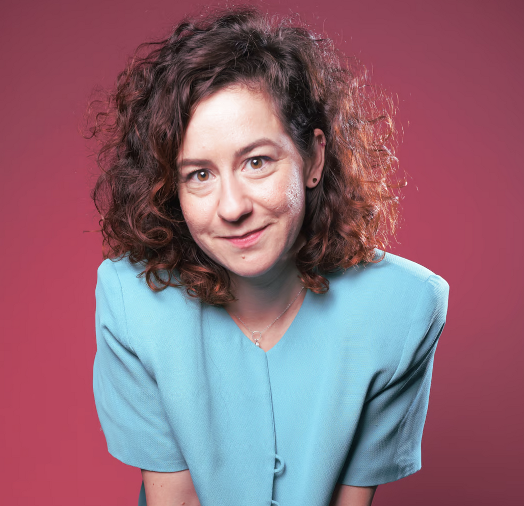 woman with a blue blause