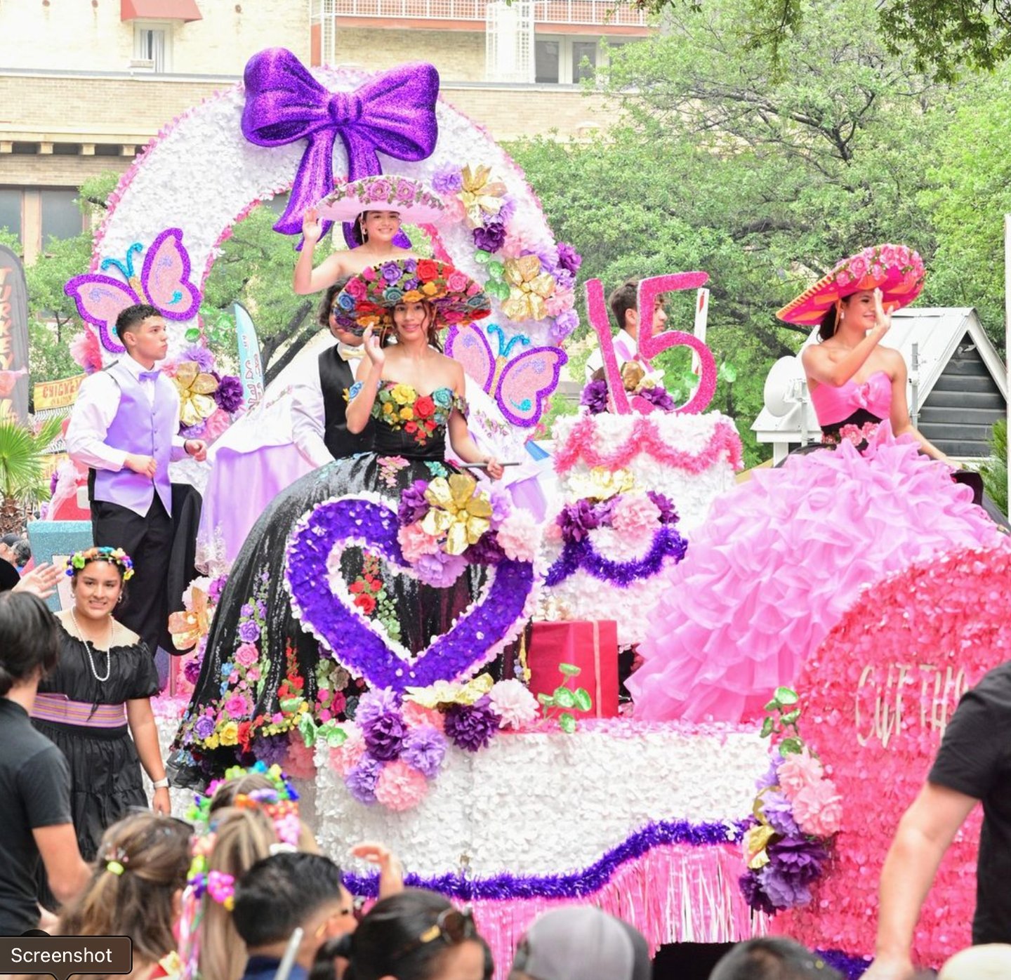 Alamo Bridal with a Parade Float full of Quinceanera Dresses