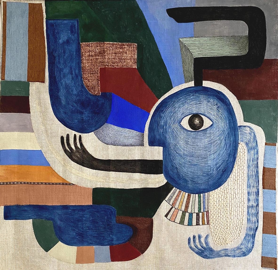 tenture textile peinte