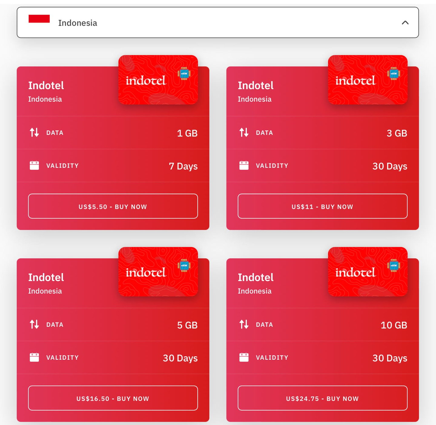 Paquete de datos de Airalo para viajar a Indonesia