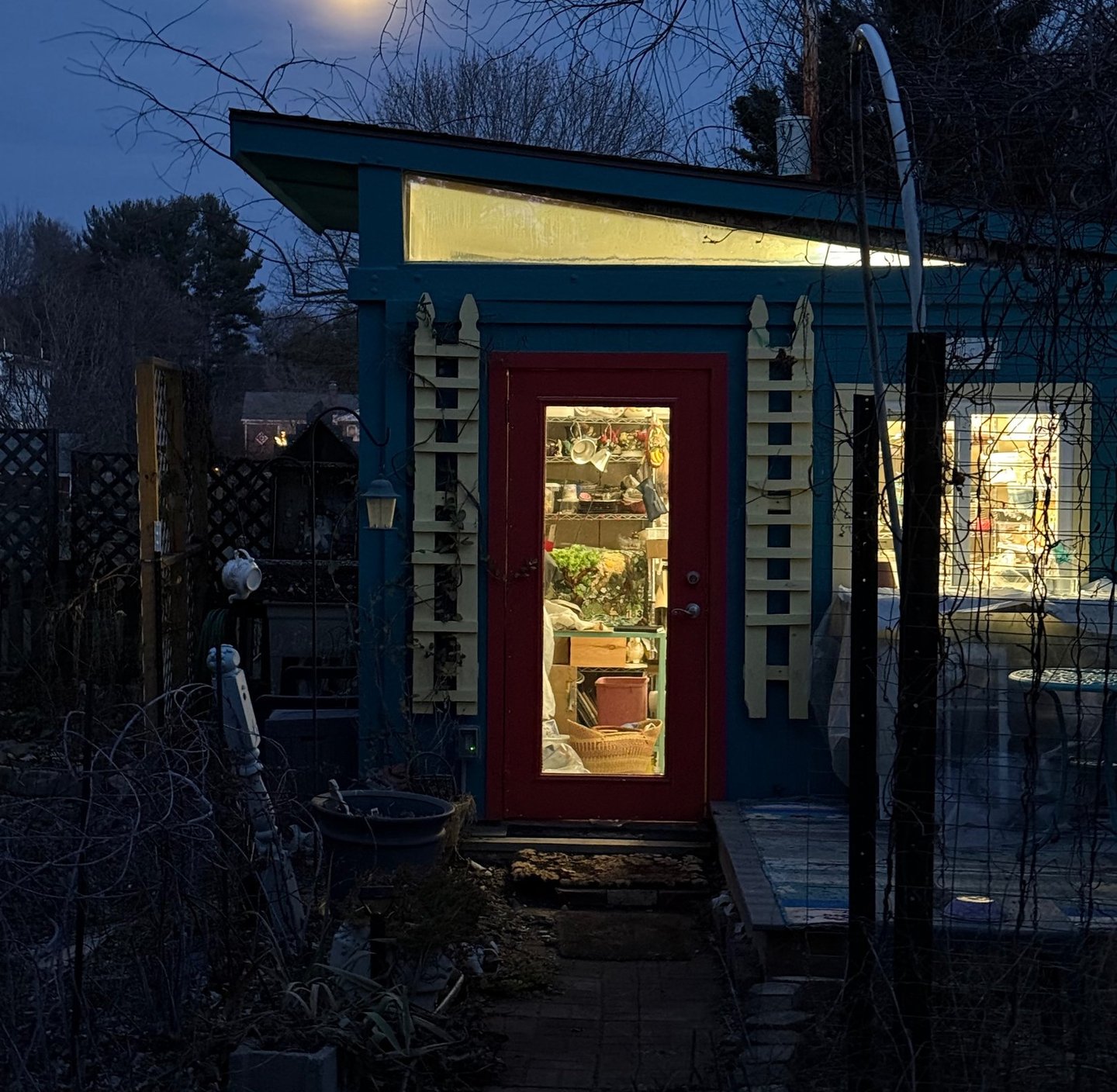 My studio at night was still working on a mailbox commission