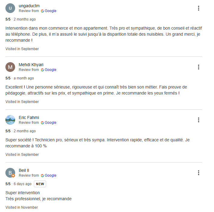 Avis client traitement nuisible 74