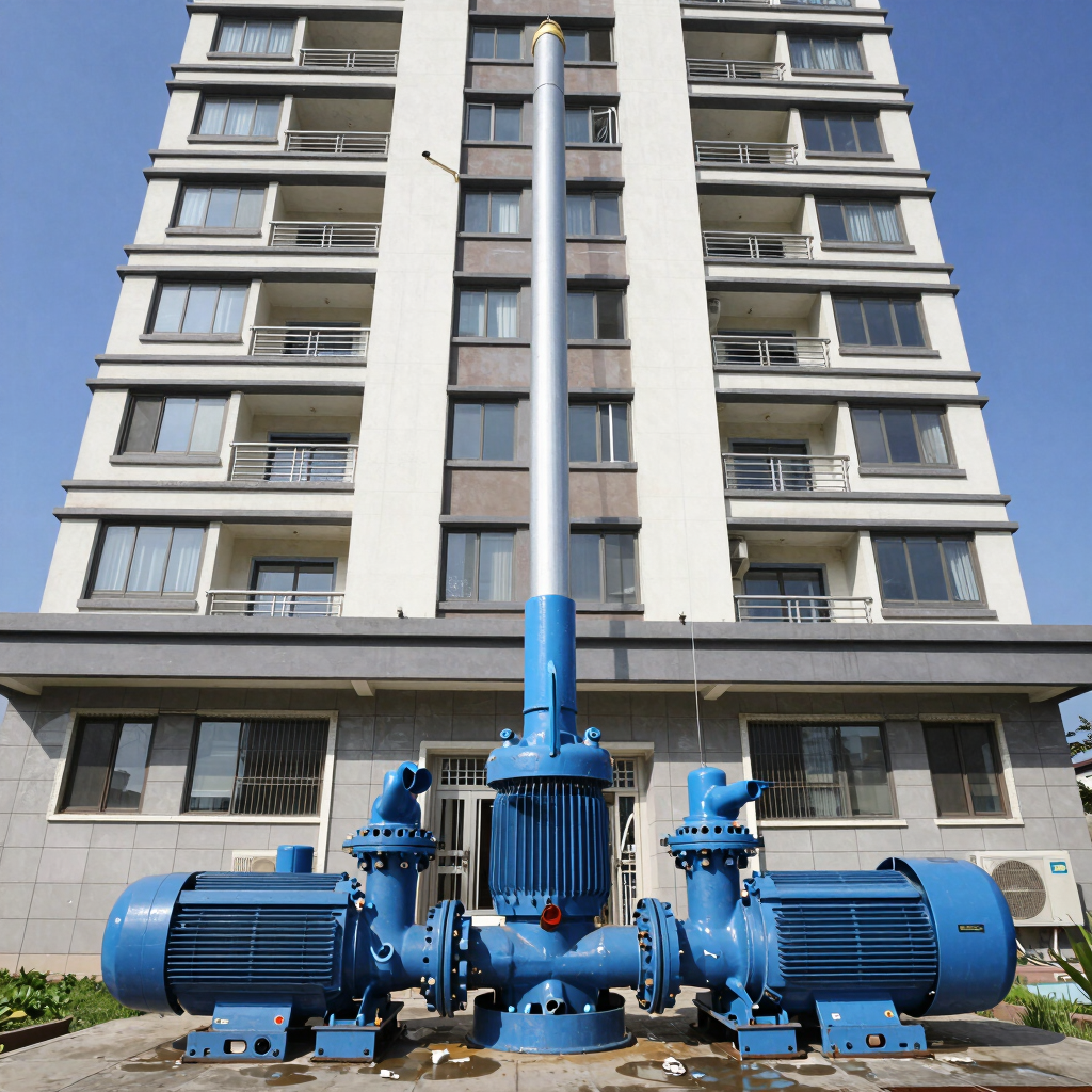 Technician installing an industrial hydraulic component in a modern commercial building.