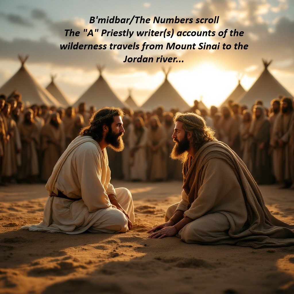 B'midbar/The Numbers scroll The "A" Priestly writer(s) accounts of the wilderness travels from Mount