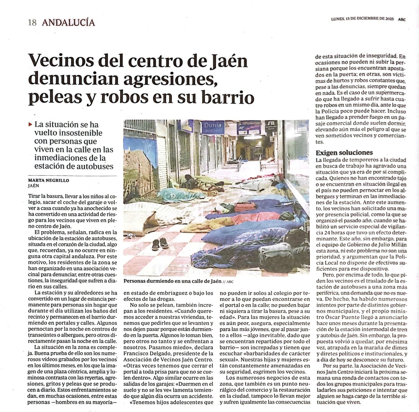 Jaen centro l asociacion de vecinos Entrevista en periódico ABC sobre nuestra Asociación. Jaen