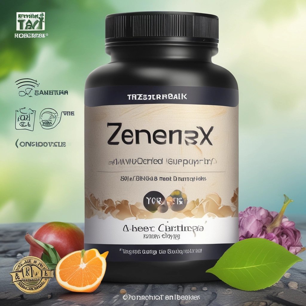 a bottle of zennexx with a variety of fruits and vegetables