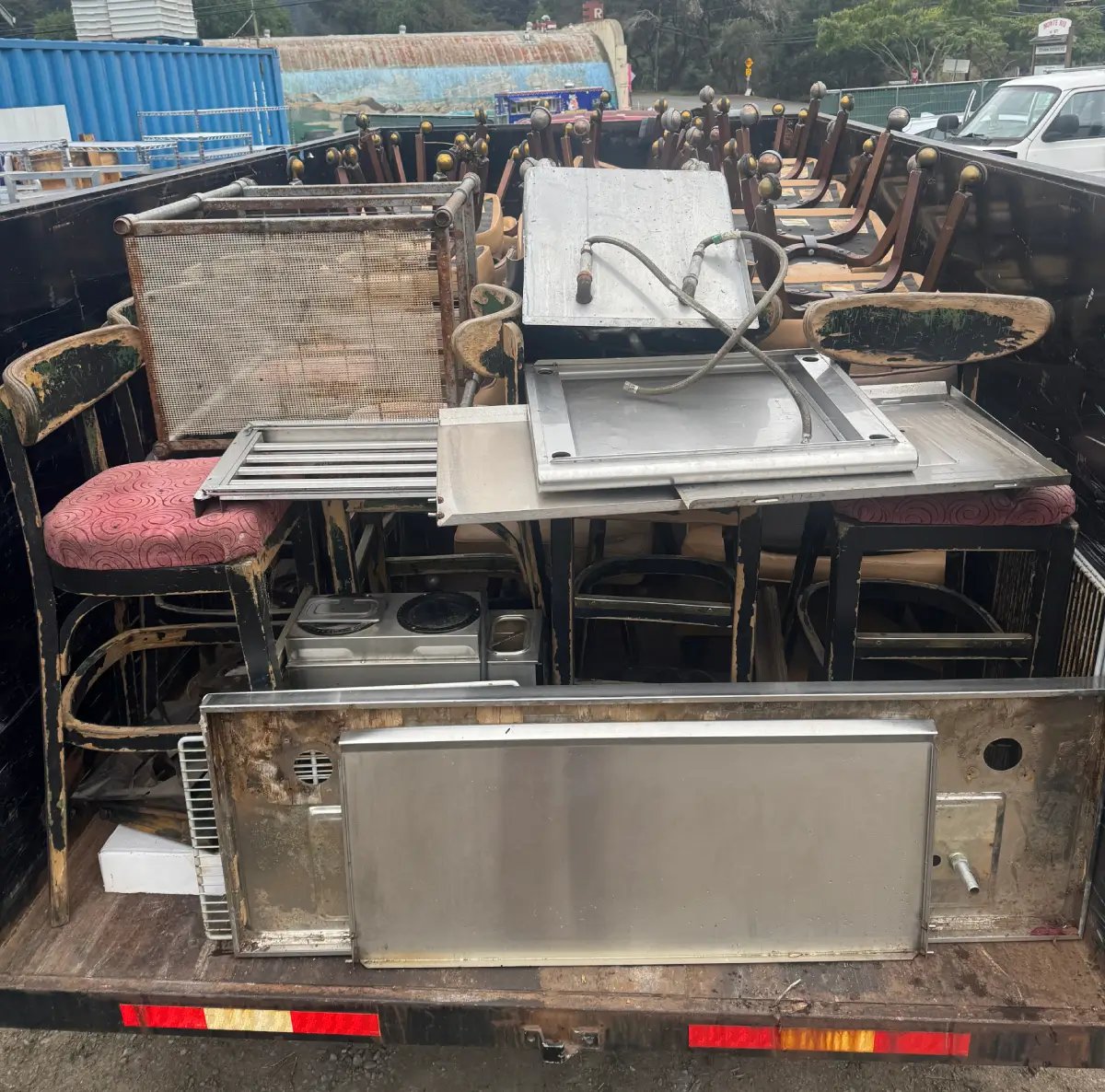 restaurant junk including chairs, appliances, equipment