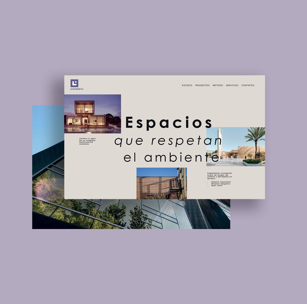 Slide di presentazione per uno studio di architettura sostenibile