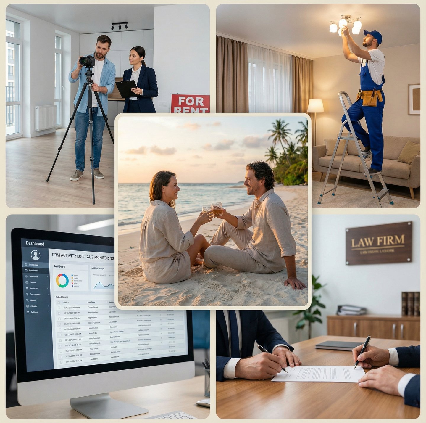 Full service real estate photo, service provider, apartment lease contract, property management