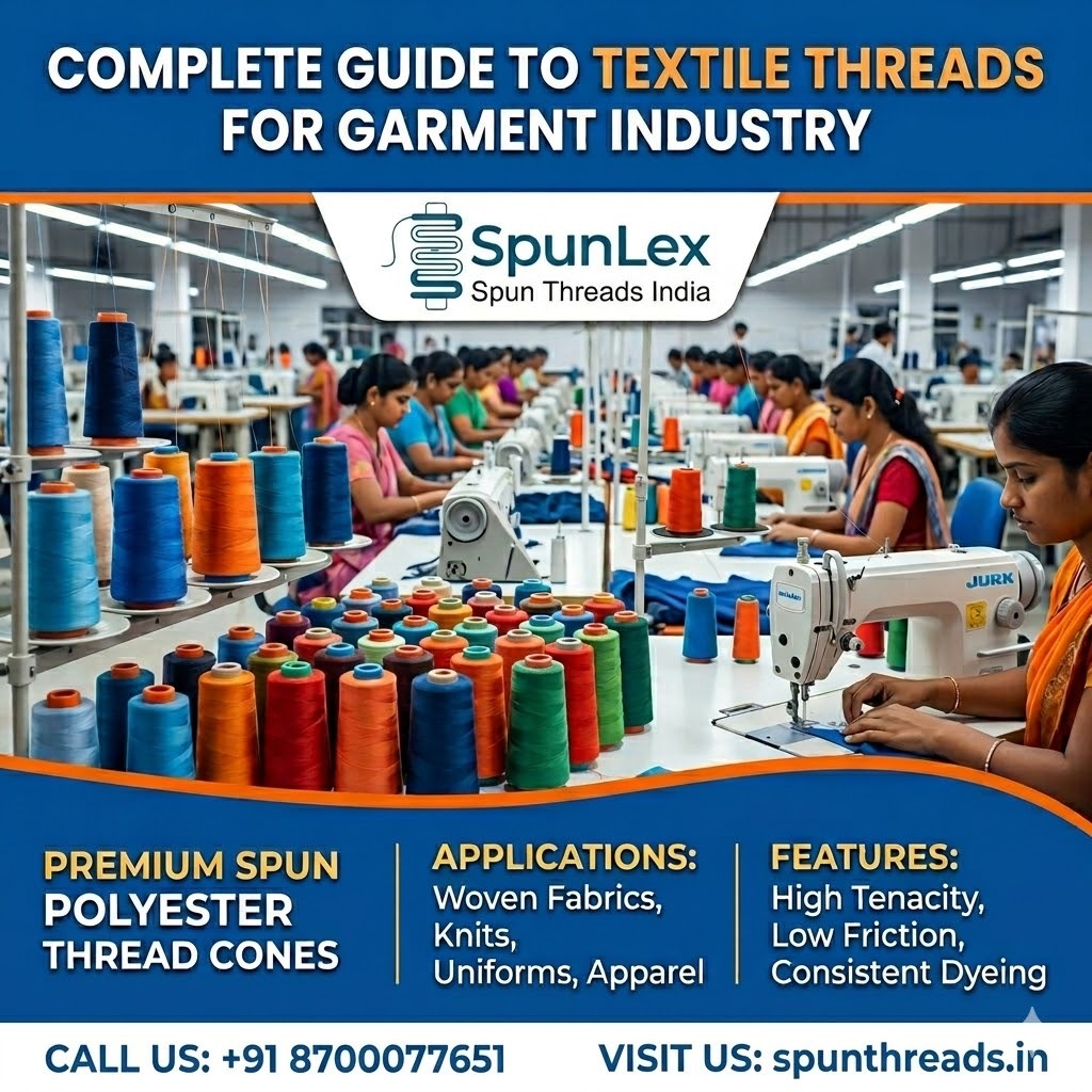 Wholesale spun polyester thread supplier in Gurgaon Noida Delhi Spunlex Spun Threads India garment industry textile threads