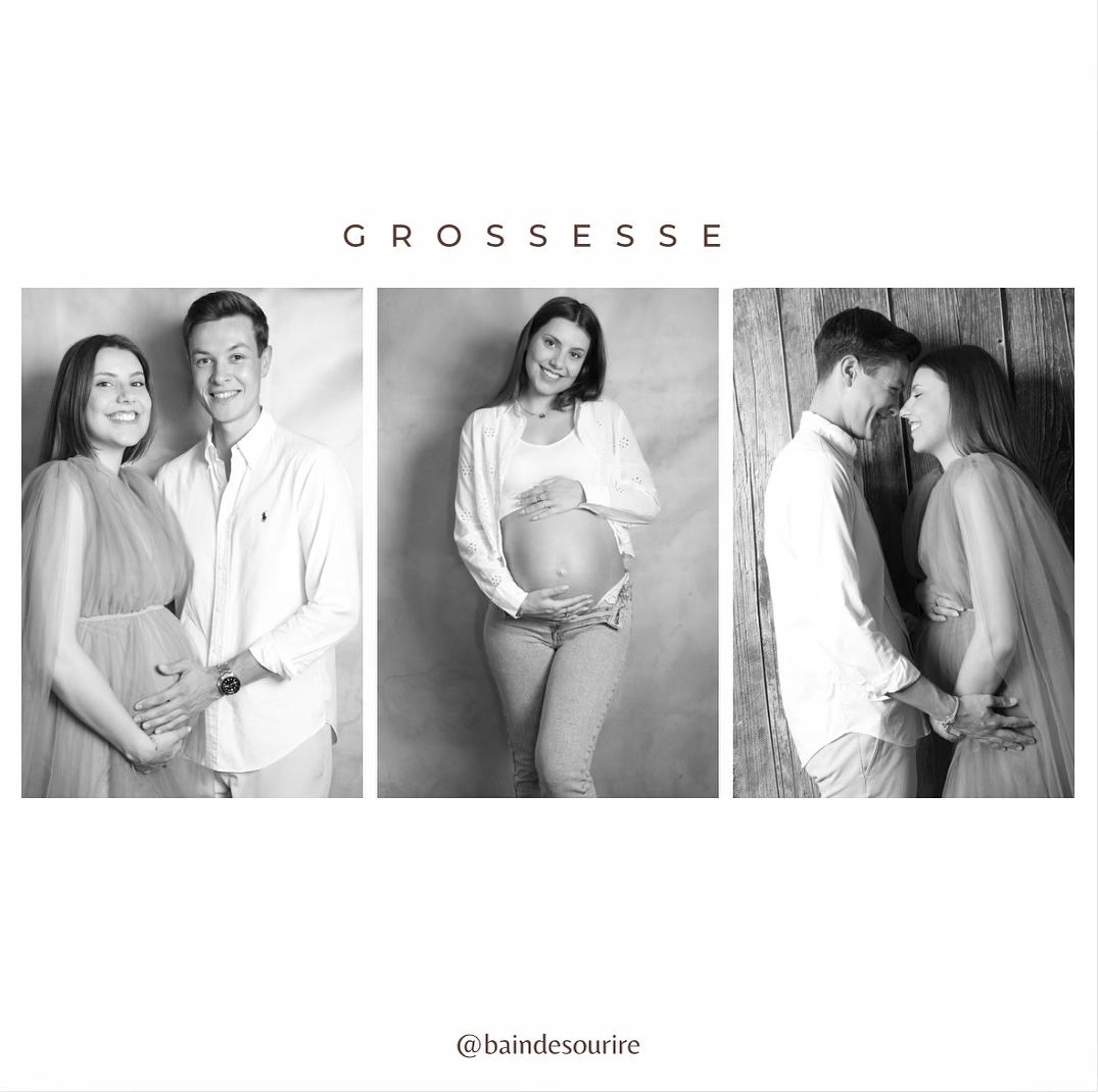Femme enceinte posant, mettant en valeur son ventre rond lors d'une séance photo grossesse
