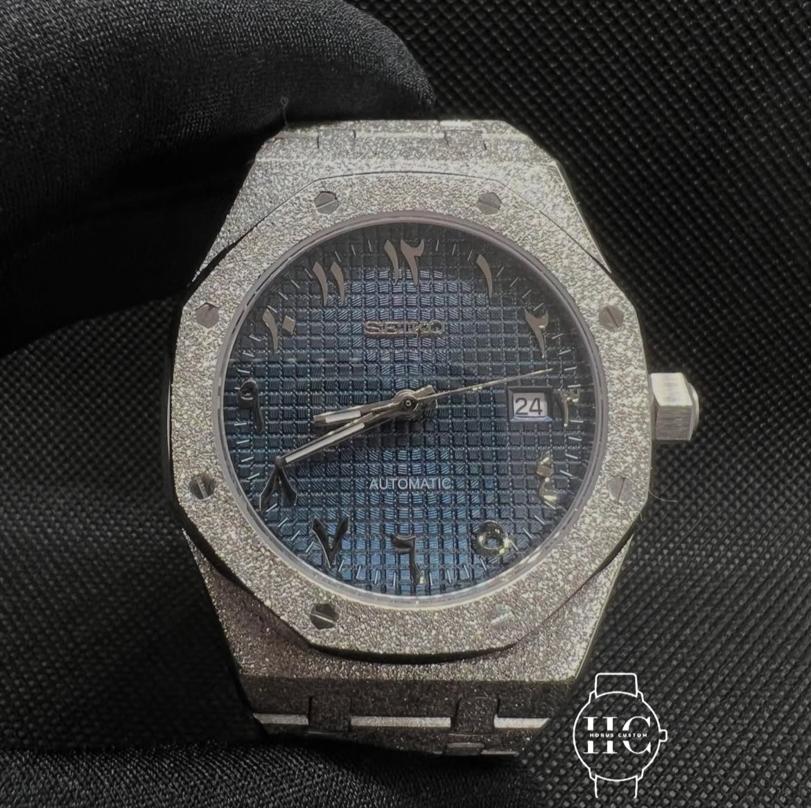 royal oak frosted blue ice seiko mod