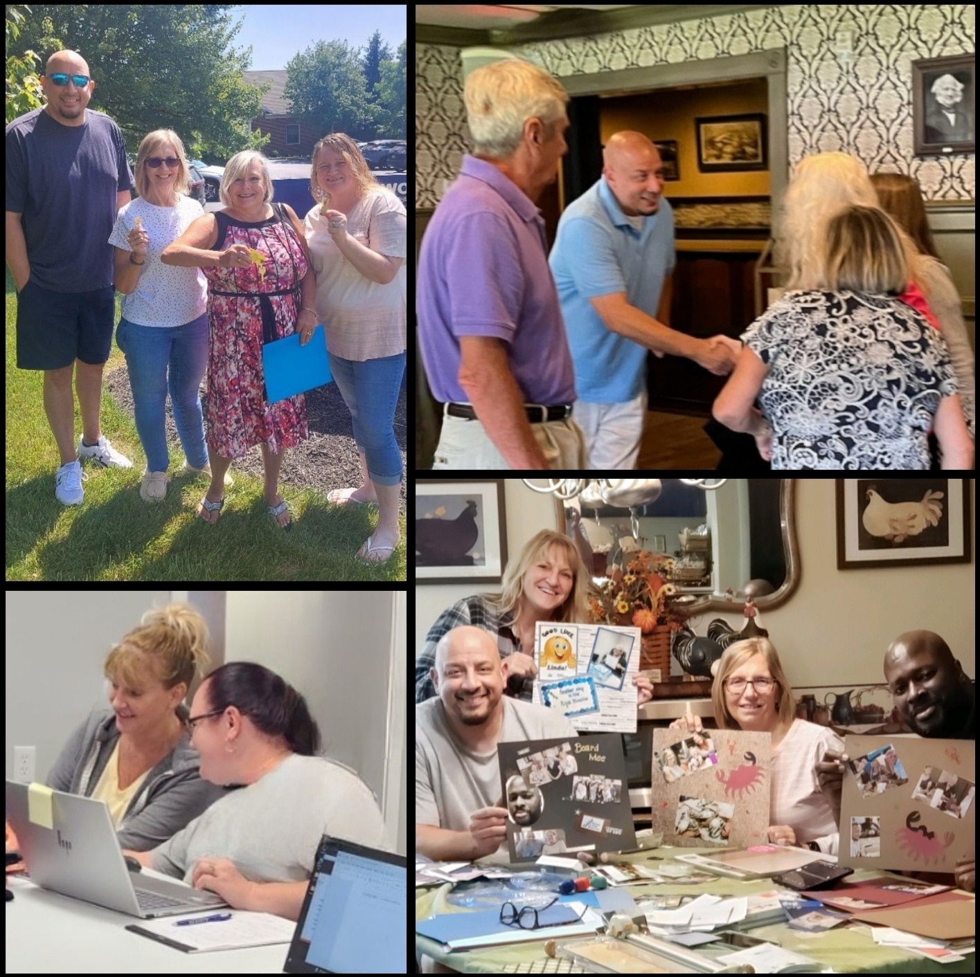 a collage of photos of people in a group of people