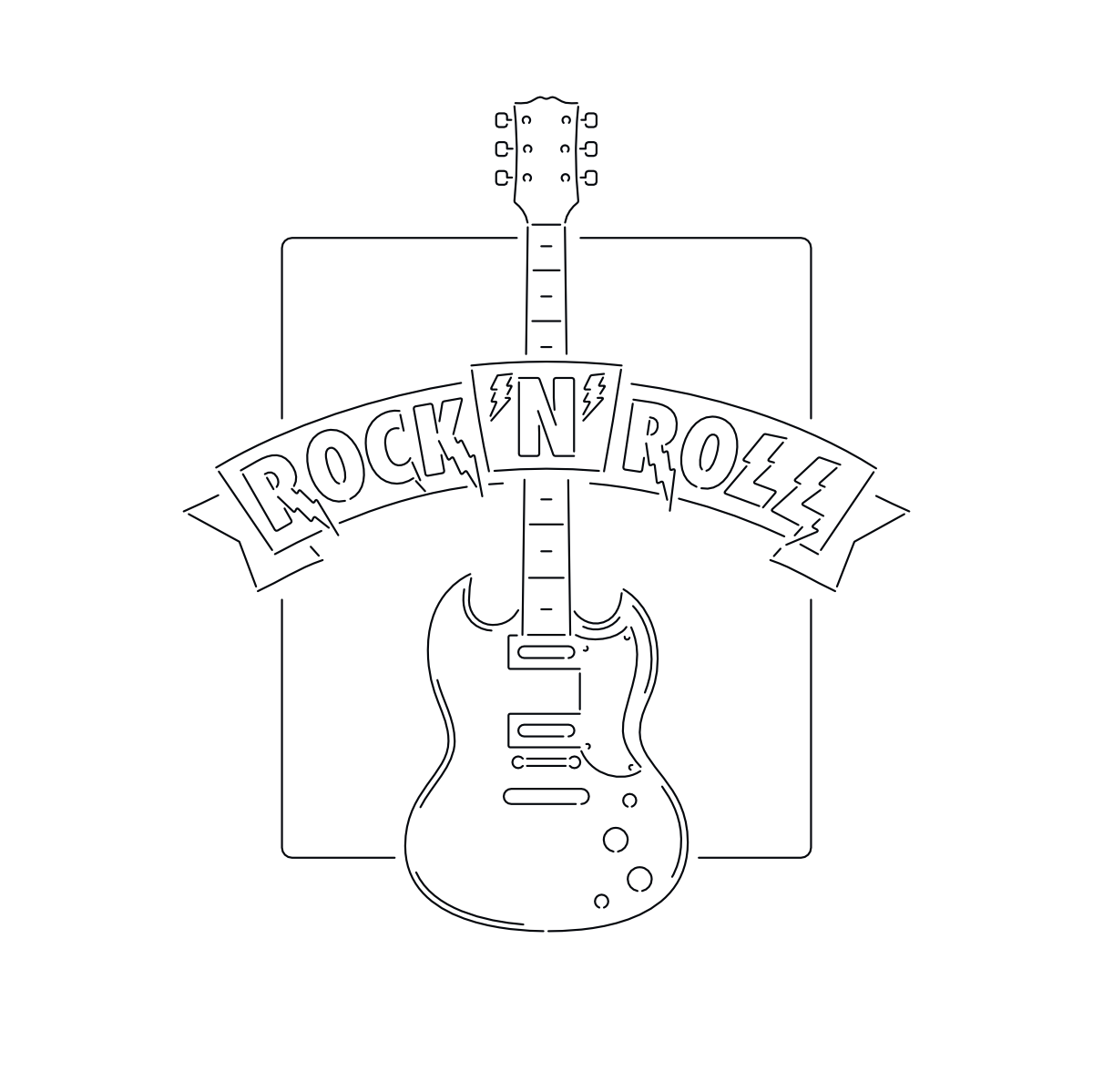 Rock'N'Roll guitar neon sign line work