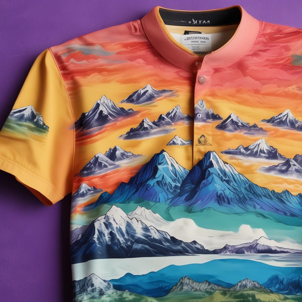 The Canadian flag billowing in the wind behind the beaver on the shirt, vibrant and proud.