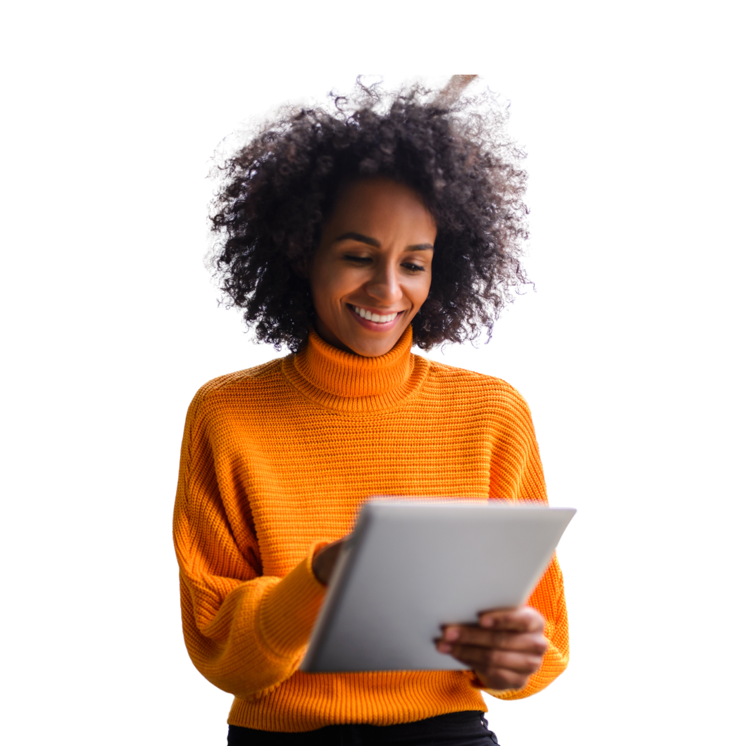 woman reading papers