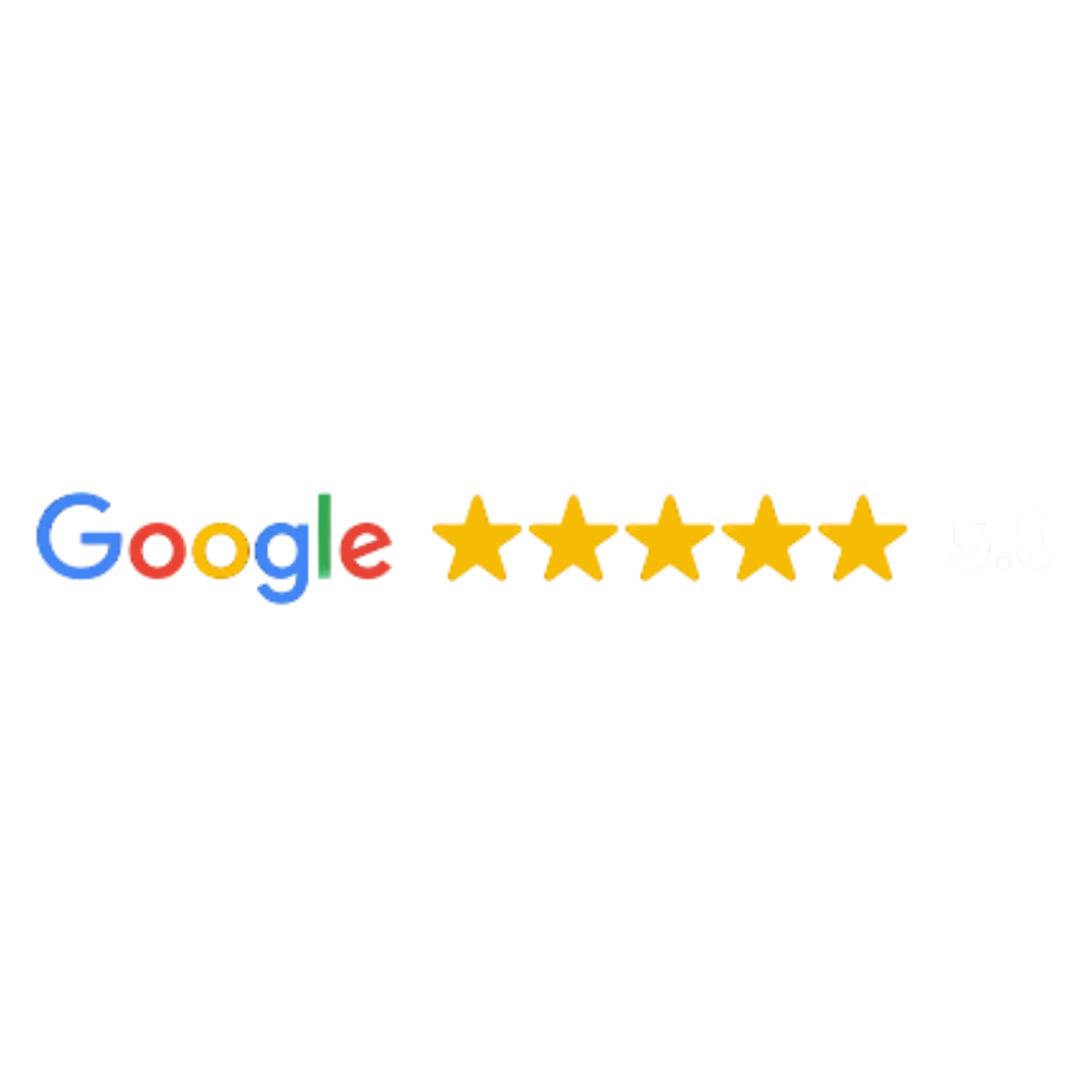 Google graphic displaying 5 full stars, representing Gili Scuba Diving's outstanding reviews and high customer satisfaction i