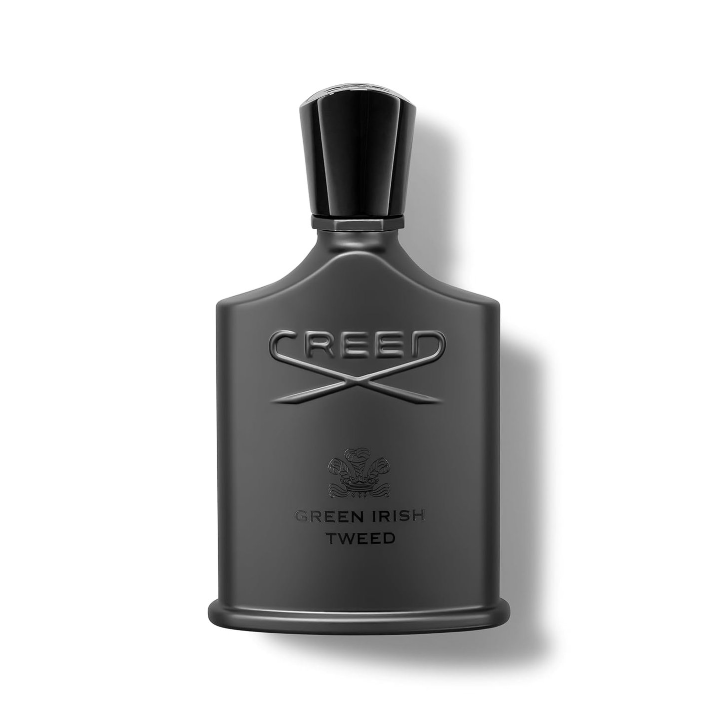Creed Green Irish Tweed luxury men's fragrance in a matte black designer cologne bottle.