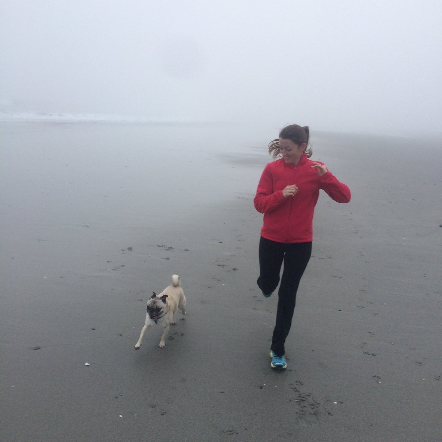 enjoying the beach with beloved pet