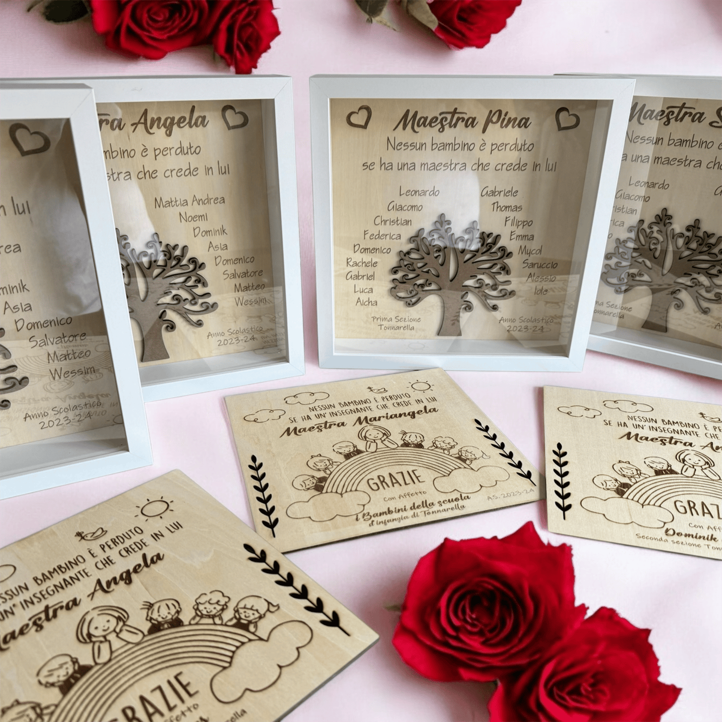 Regalo per le maestre Cornice e targa in legno