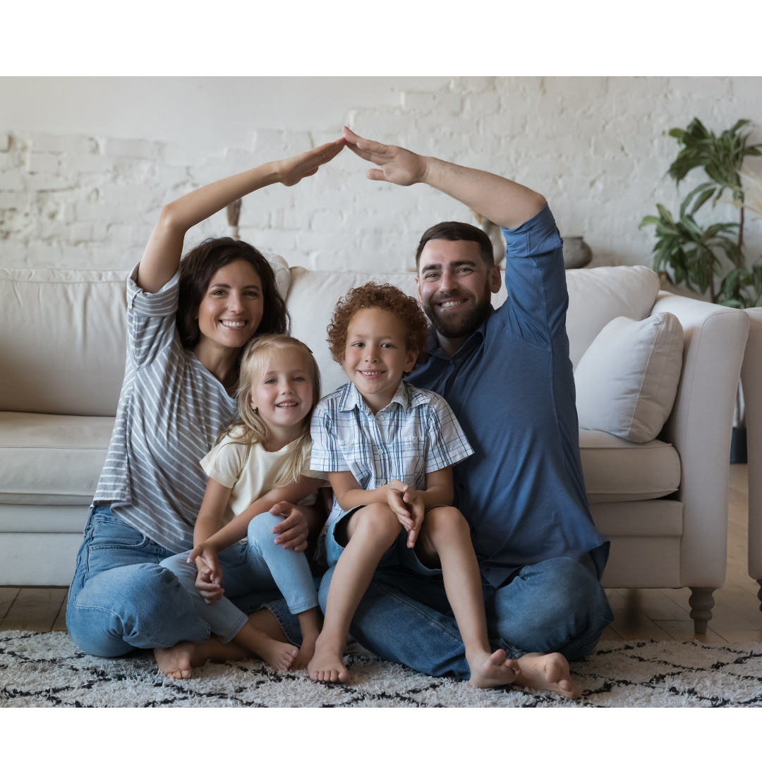A family with two kids in their new home