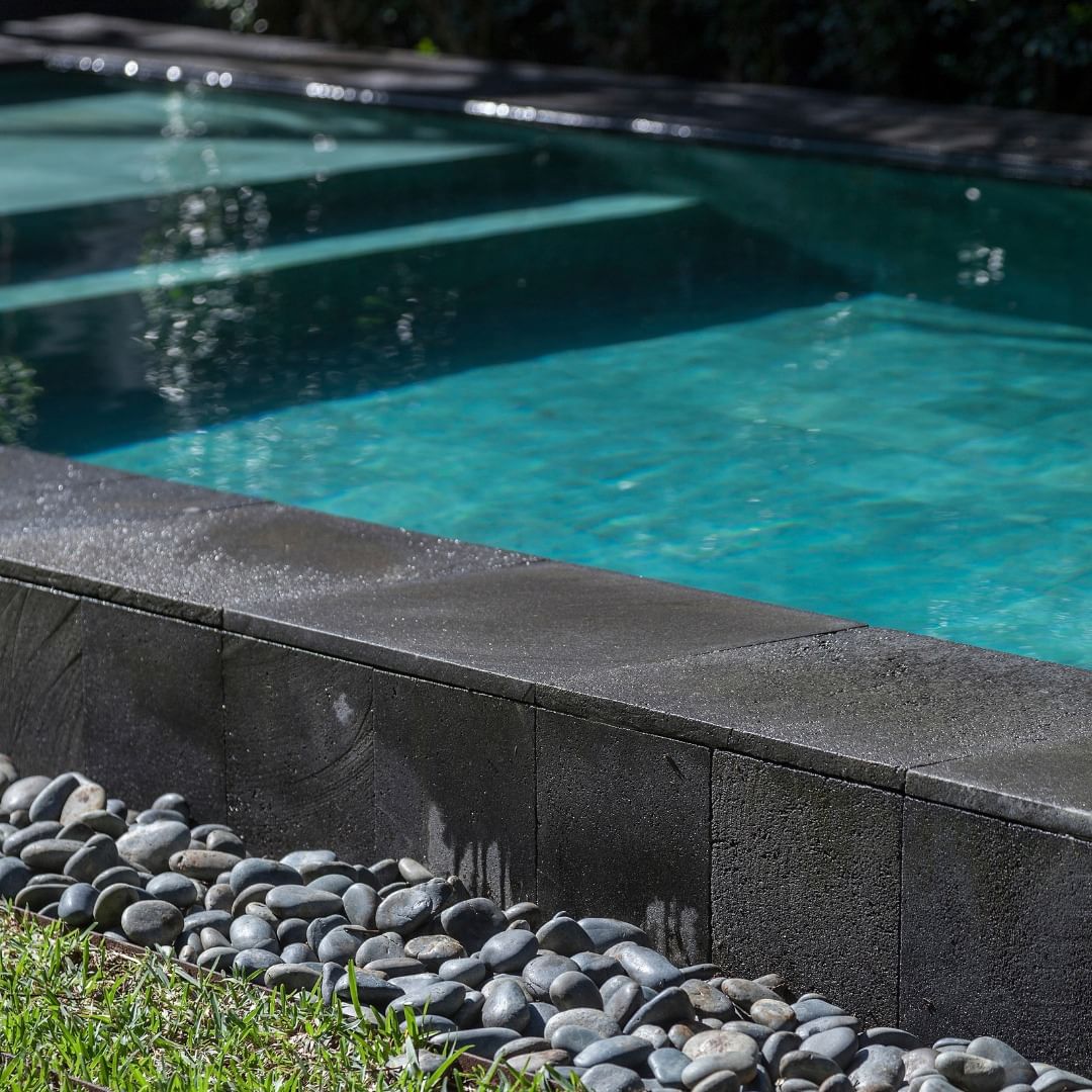 black lava stone tile