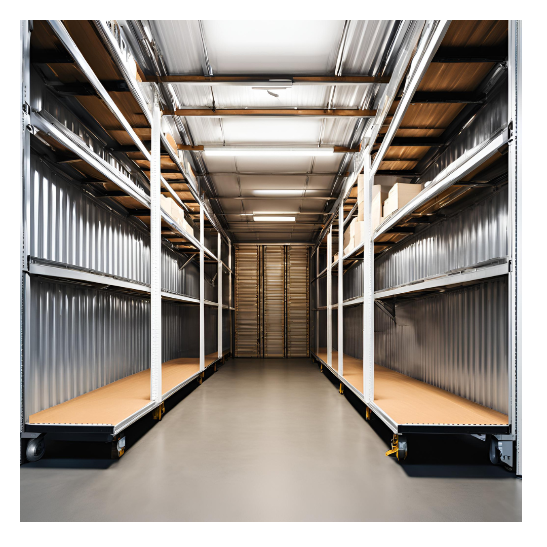 Sandėliukas su lentynom