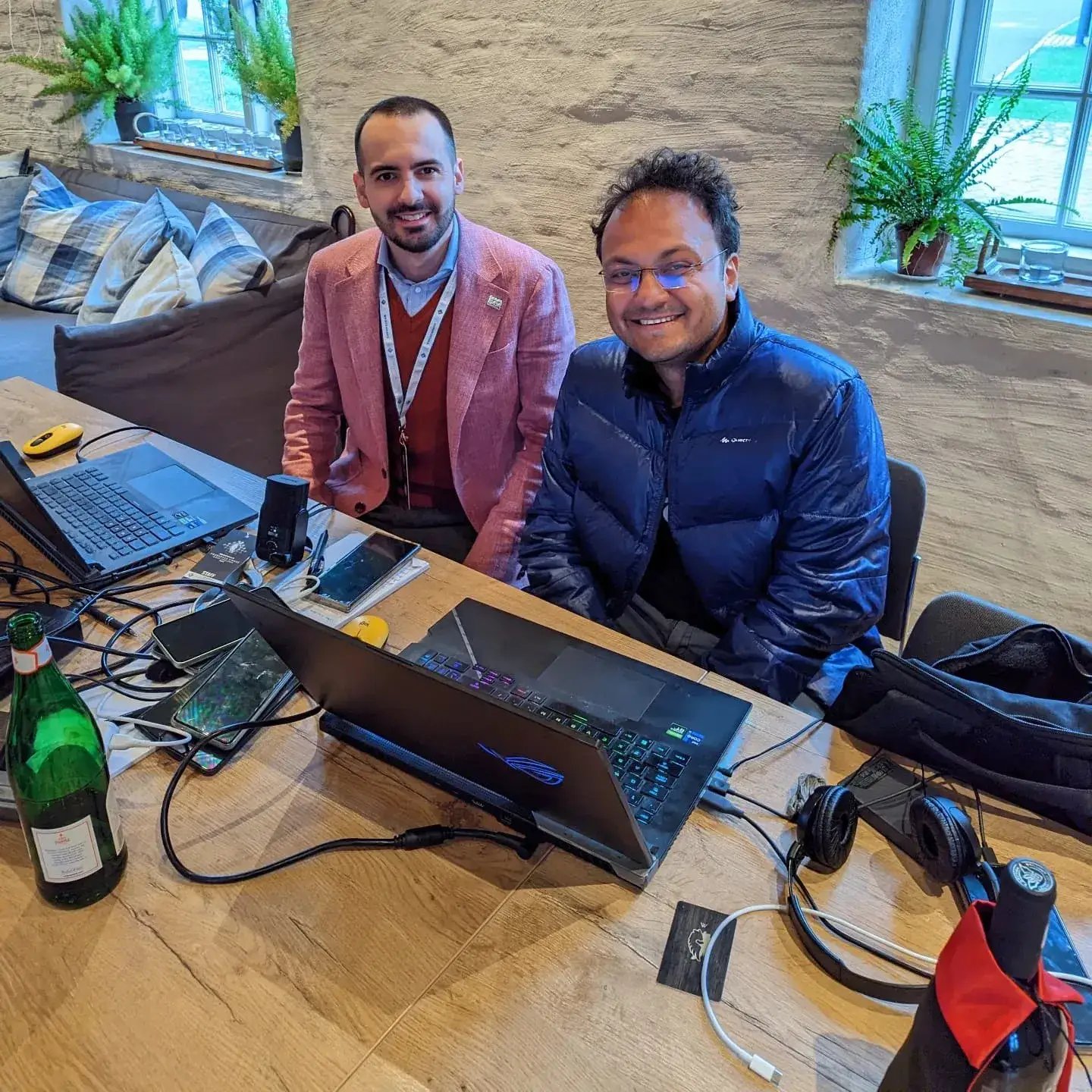 Vlad Ghita and Sagar Shah smiling to the camera in Hamburg