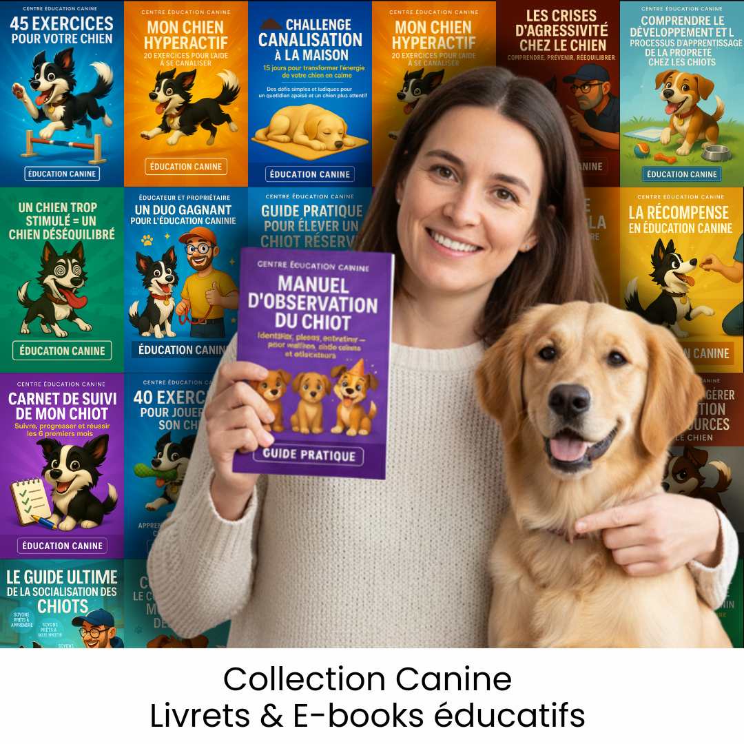 Livre, livret et eBook d’éducation canine – contenu pratique pour chiens et chiots. Centre Éducation Canine Lionel Renier.