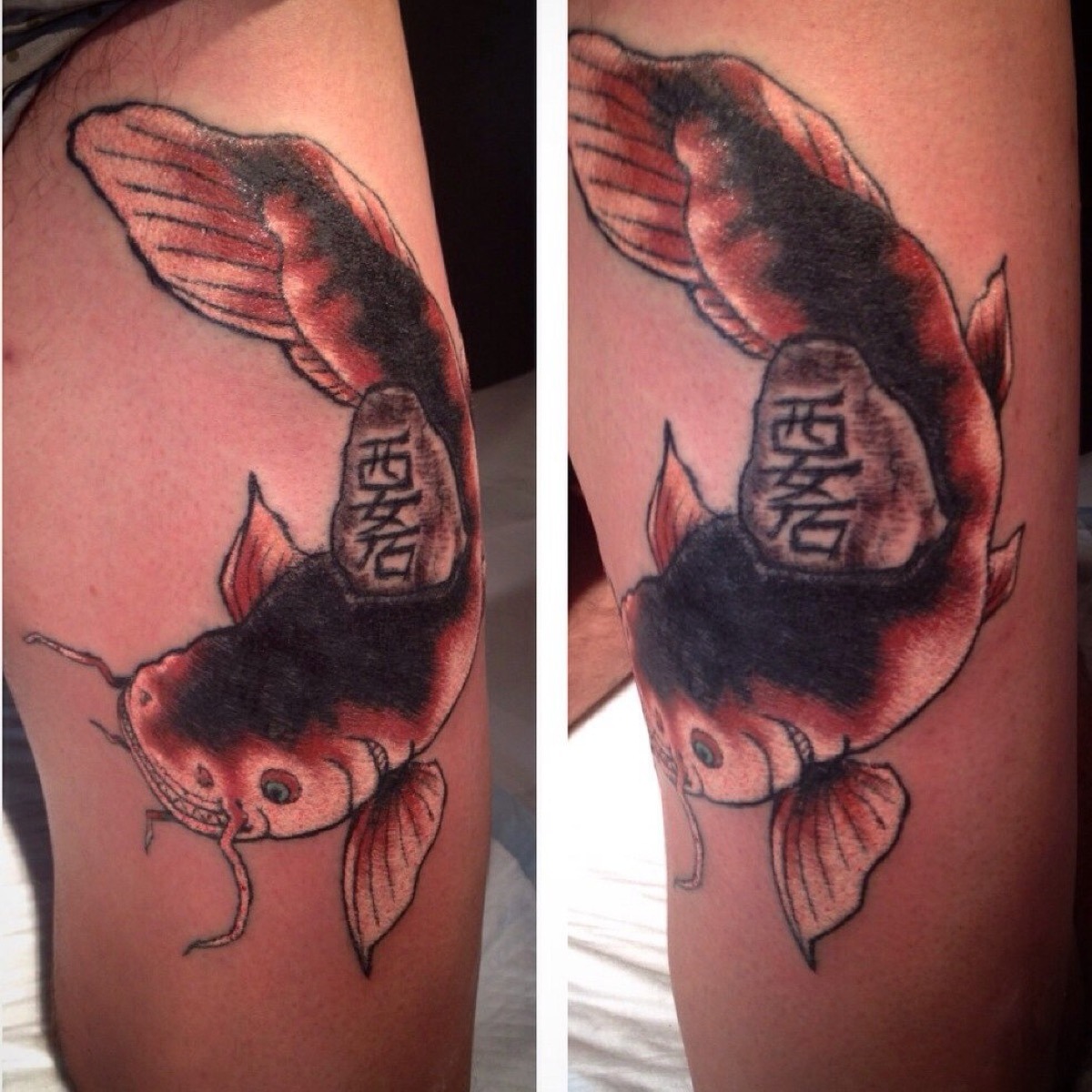 japanese cat fish tattoo namazu tebori irezumi