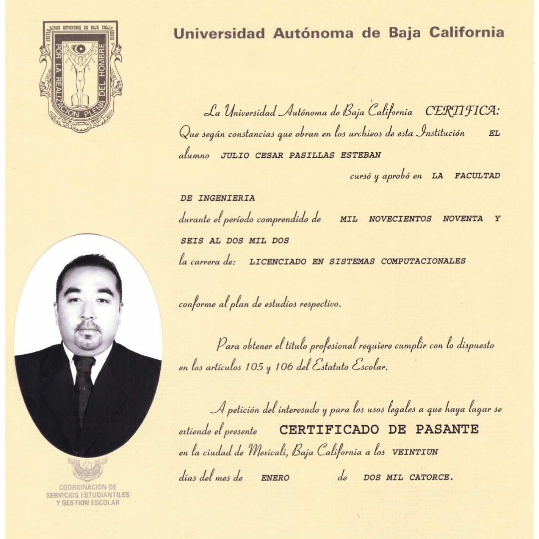 Julio Pasillas Licenciatura