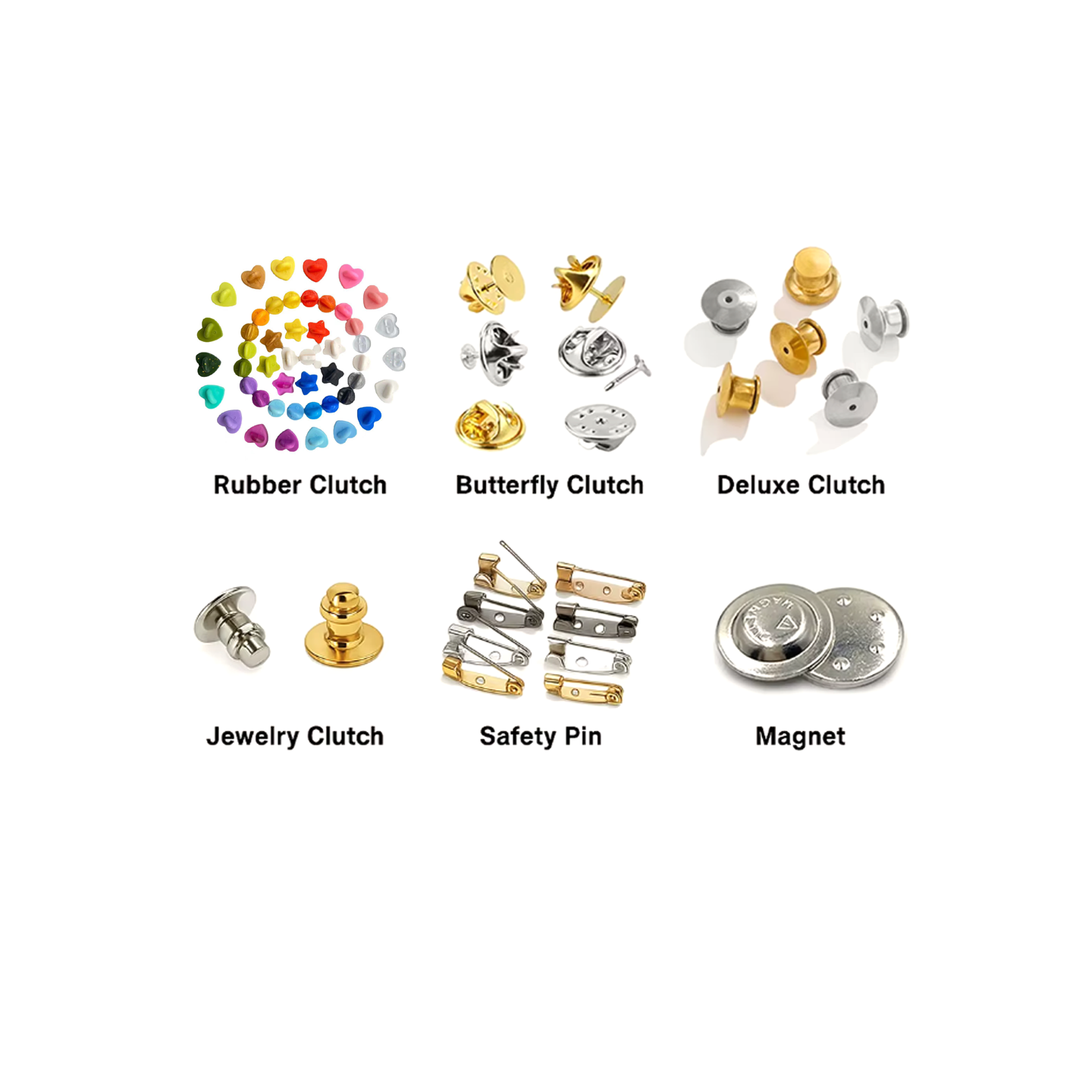 a variety of enamel pin accessories