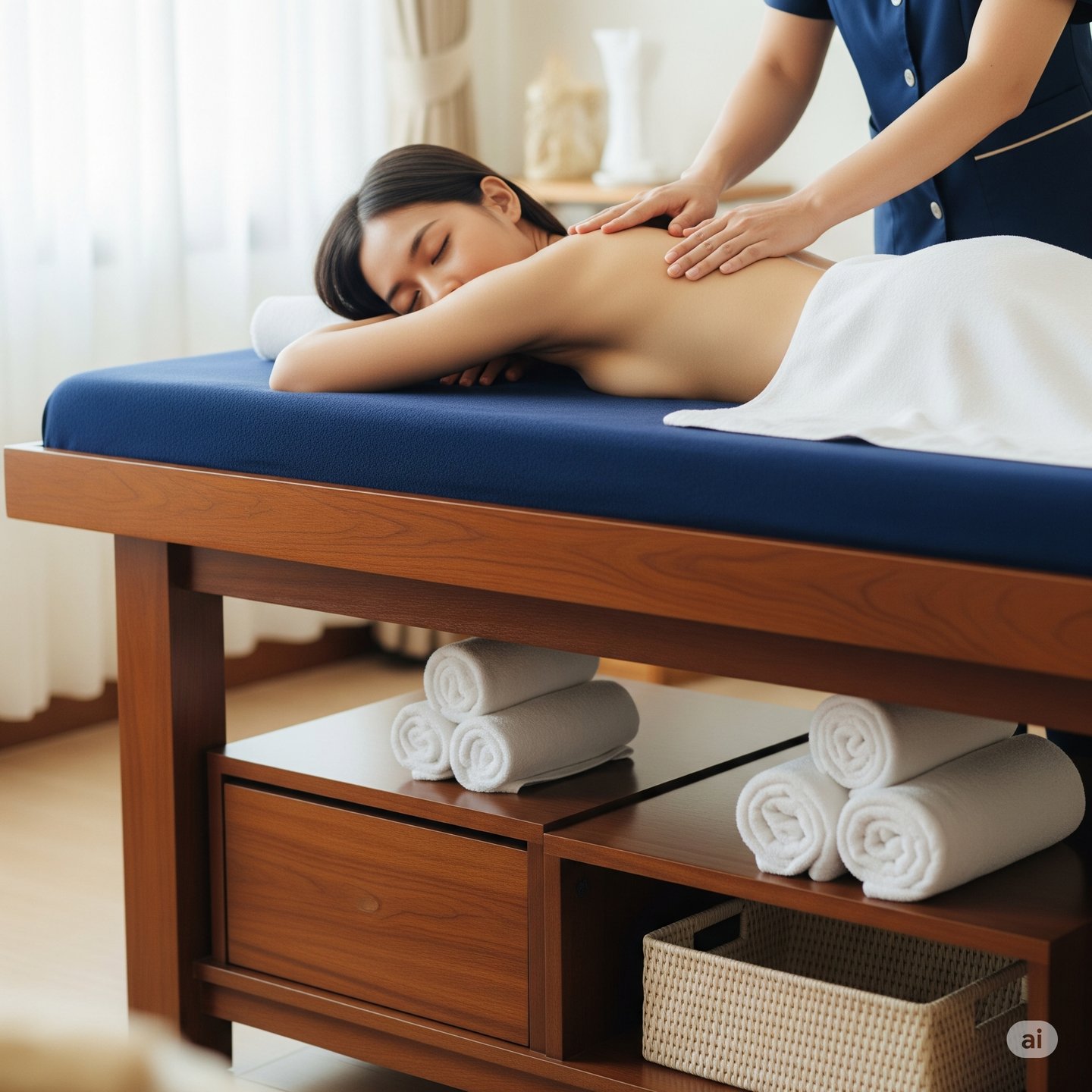 a woman getting a massage at a spa