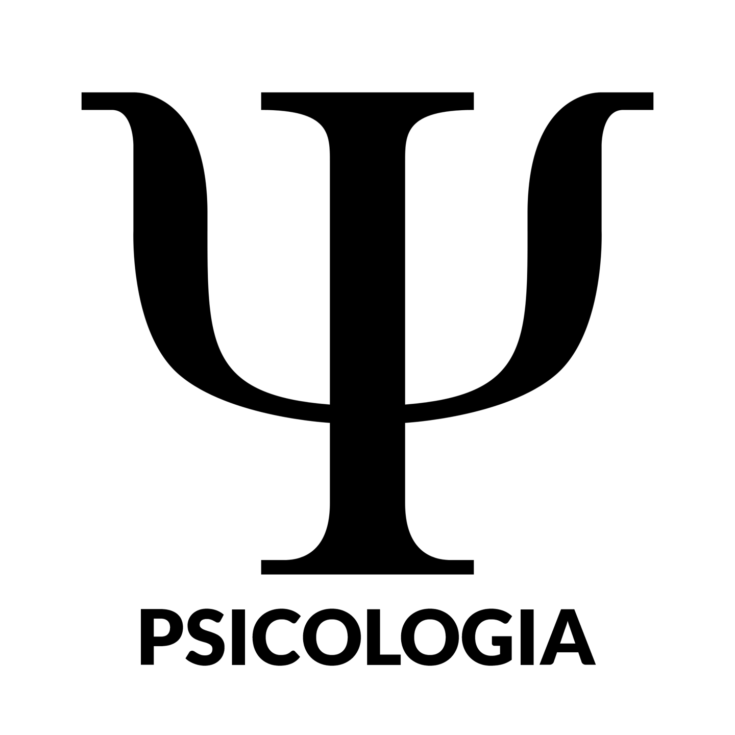 Emblema acadêmico de psicologia, com predominância das cores branco e preto.