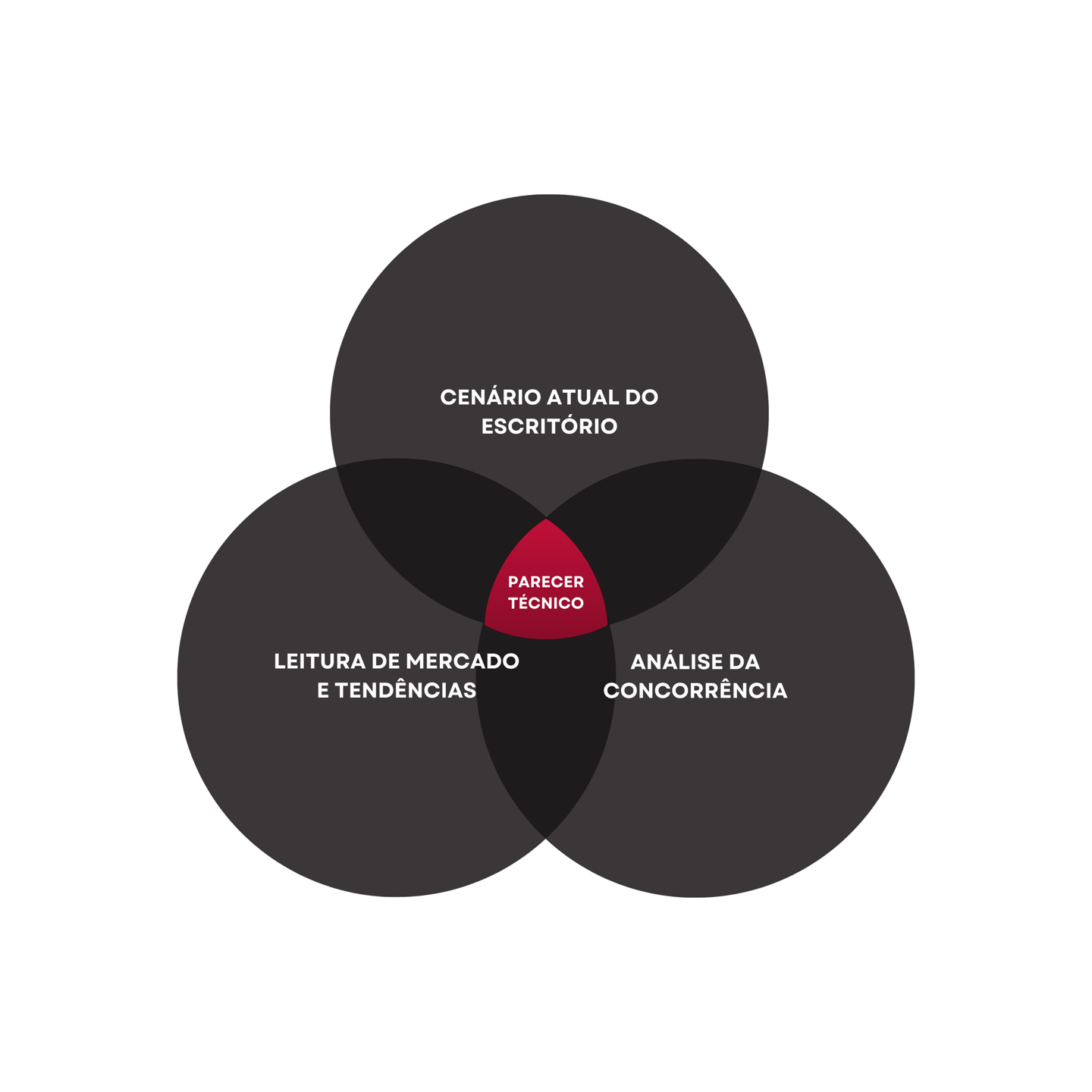 Diagrama do Diagnóstico 360: cenário, mercado e concorrência convergindo no Parecer Técnico